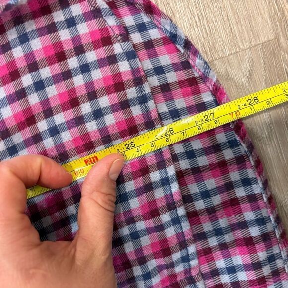 Roots Womens Flannel Purple blue plaid button up shirt cotton long sleeves sz S - Picture 9 of 10